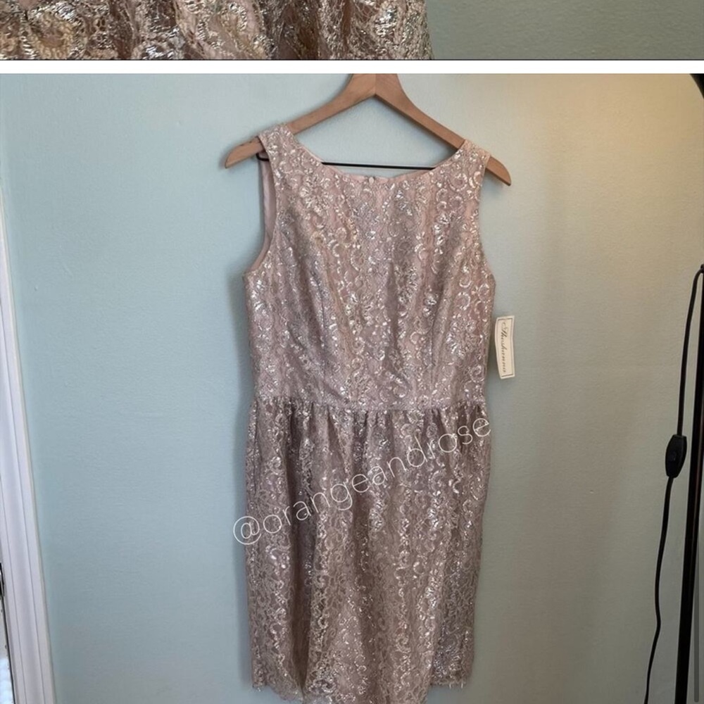 NWT Shoshanna Cream Metallic Silver Lace Floral Cocktail Mini Dress 12 Large